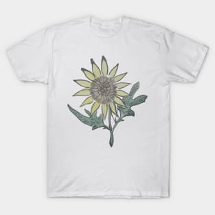 Sunflower Flower Retro Vintage 60s Drawing T-Shirt